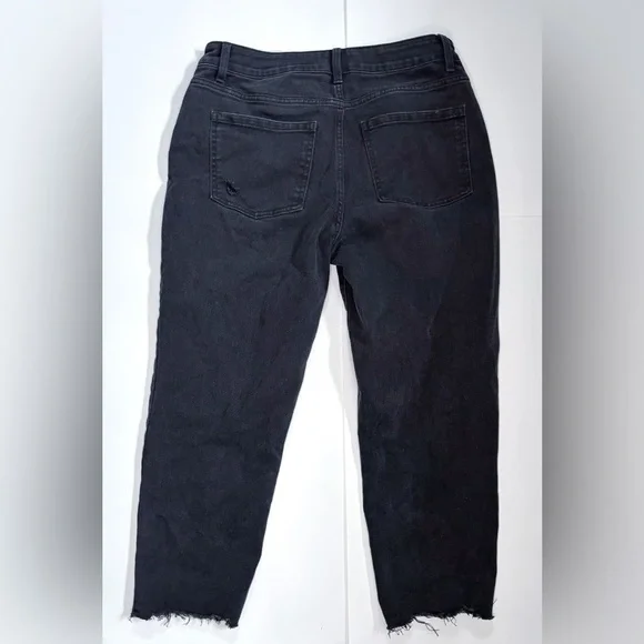 Washed Out Black Distressed Raw Hem Cropped Jeans 10 Whimsigoth Fairy Grunge - Picture 4 of 5